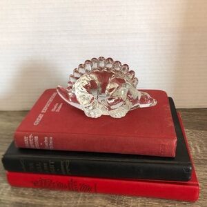 Vtg Clear Glass Dinosaur Paperweight